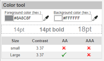 WCAG 2.0 Contrast checker plugin color tool