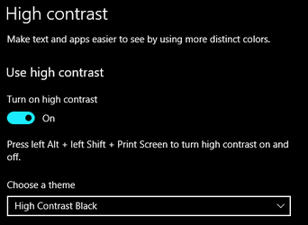 High contrast black mode selected