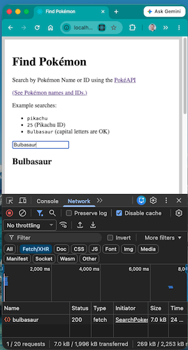 Fetching Bulbasaur while using the PokéAPI